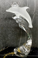 Nachtmann Kerzenhalter Delfin  Delphin  Glas Skulptur 24% Bleikristall 23,5 cm