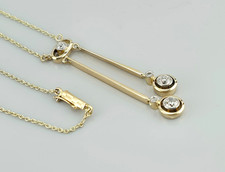 Art Deco Lavalliere Collier Gelbgold 585 mit Diamanten antik 0.3 ct.