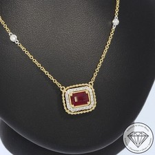 Wert 2490 € Brillant Diamant Rubin Collier 585 14 Karat Gelb Gold xxyy