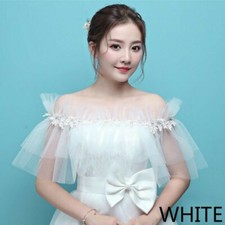 Damen Schulterfrei Achselzucken Bolero Cape Halstuch Schal Stola Chiffon Spitze Braut Hochzeit