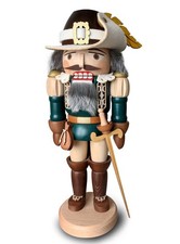 Nussknacker Naturfarbener Musketier mit Federhut, Degen und Bart Höhe 37,5cm NEU