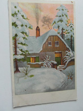 Künstler AK Beleuchtetes Haus,rauchender Schornstein,Bäume,Schnee gel.20.12.41
