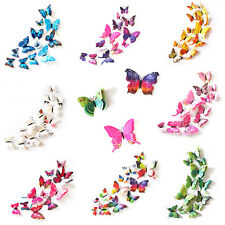 3D Schmetterlinge Doppelflügel Effekt Blumen 12er Set Dekoration Wandtattoo