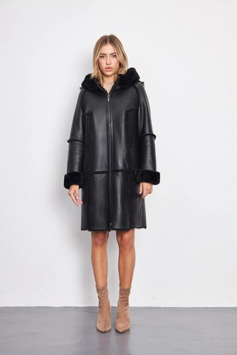 Damen lammfellmantel schwarz - lammfellmantel,