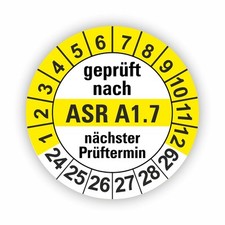 ASR A1.7 Prüfplaketten GELB Ø 20 I 30 I 40 mm I Wartungsetiketten Tore & Türen
