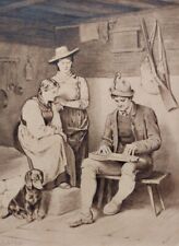 Tuschezeichnung E. Nees von Esenbeck (1842-1921) - Zitherspieler nach Defregger