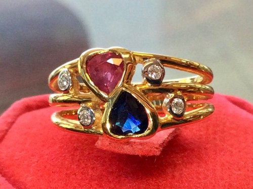 Rubin blau saphir goldring - saphir,