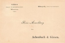 688519) DR Pfennig Besuchsanzeige Achenbach & Giesen Rheydt 