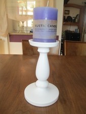 Ikea Kerzenhalter Ersätta Keramik weiß h 21 cm mit Blockkerze rustic flieder