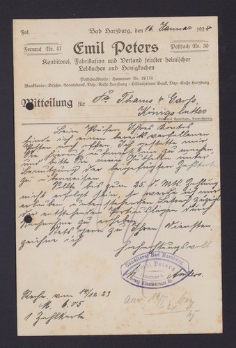 Bad harzburg brief 1924 - brief, 1924,
