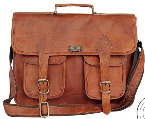 Umhängetasche echt braun - 18",