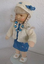 3Teile Kleid Mütze Jacke für Käthe Kruse Puppe Däumelinchen von 25 cm Größe