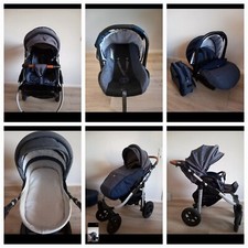 Kinderwagen my Junior 3in 1 Babyschale Babywanne Sportaufsatz Wickeltasche 