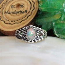 Vintage Verspielt 925er Silber Ring 52 56 57 Welo Opal Weiß Feueropal Multicolor