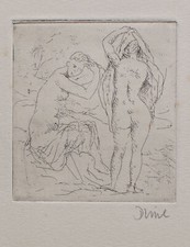 Frauenakt Badende unleserlich