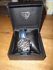 Herren Armanduhr GUESS W11531G2 kaum gebraucht blaues Lederarmband