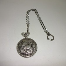 Taschenuhr Besson defekt für Sammler und Bastler - Jagdmotiv Rebhuhn