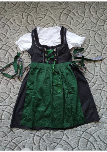 Dirndl schwarz grün 42 - schwarz/grün, gr.42