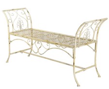 Gartenbank Shabby Chic Bank Sitzbank Weiss Metallbank Landhausstil Liege Garten