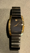 Movado Museum Quarz Herrenuhr Schwarz/vergoldet