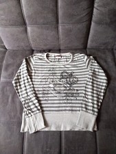 Pullover Größe M Grau Gestreift mit Print "PUNK QUEEN"