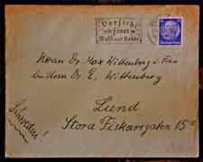 DR MiNr522 EF Auslands-Brief Berlin-Lund/Schweden Werbestempel Feuer   (472-22)