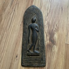 Eine Antike - Tafel / Relief , Wandelnder Buddha , Thailand 19./ 20. Jh. 