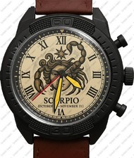 Sternzeichen Scorpio #2 Armee Stil Lederarmband Armbanduhr