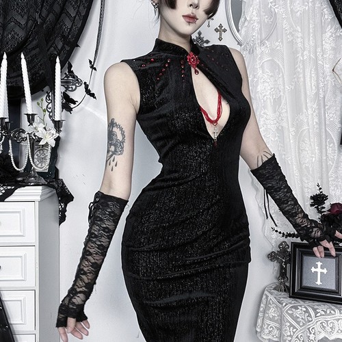 Schwarzes gothic samt - gothic,
