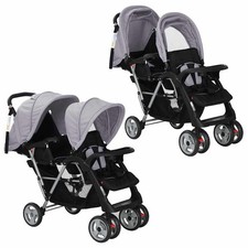 Tandem-Kinderwagen Stahl Grau