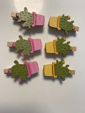 6 x Mini Holz Wäscheklammern