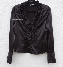 Elegante langarm satin bluse - langarm,