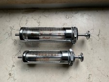 2 x Glaskolbenspritze Ultra-Asept 20ml/10ml vintage Spritze