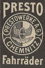 89/779 WERBUNG AUS EINER ZEITSCHRIFT  JAHR 1925 PRESTO FAHRRÄDER CHEMNITZ