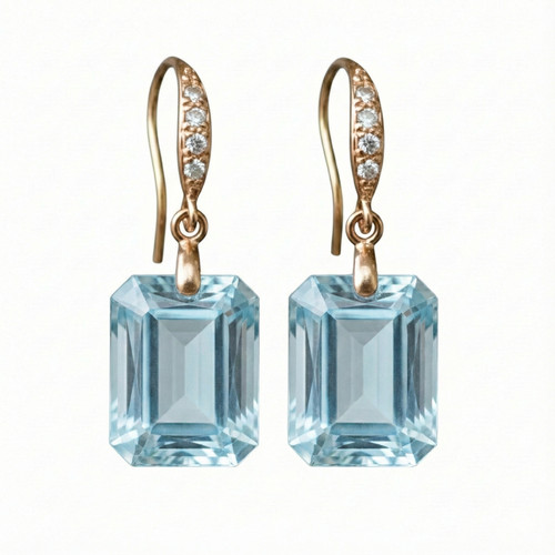 Aquamarin rechteck ohrring - aquamarin,