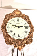 Retro! Alte DUGENA Pendeluhr Wanduhr Uhr verziertes Uhrenschild mit. Ketten / 