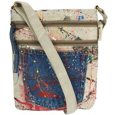 Sunsa Damen vegane Umhängetasche. Nachhaltig Crossover Tasche aus canvas & Jeans