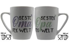 Jumbo Tasse XXL 380 ml 2er-Set "Beste Oma der Welt" bzw. "Bester Opa der Welt"