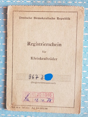 Simson registrierschein - sr,