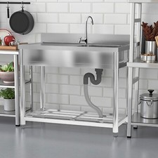 Spülbecken Edelstahl kommerzielle Küchenspüle Spültisch 1 Becken Waschbecken