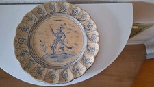 Alter Keramikteller blau weiß Jäger