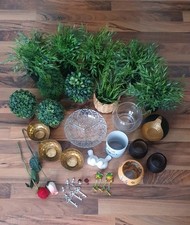 Deko Paket Teelicht Halter Künstlich Bäume Sträuche Figuren Deko Glas Hölzer