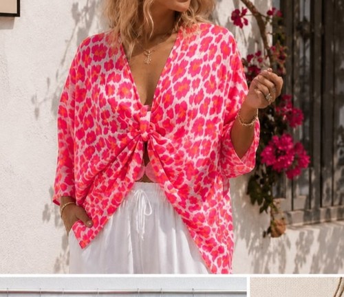Damen kimono bluse leo - kimono, print
