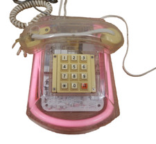 80er JahrTelefon Model Fluophone by Neon Trone Tastentelefon TAE Stecker Vintage