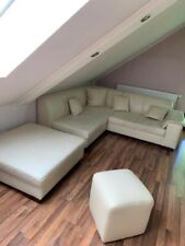 Echt Leder Eck couch mit ottomane und 2 Hockern