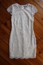 H&M Kleid Spitze Spitzenkleid weiß Blogger Ausverkauft Reißverschluss Gold 34 XS