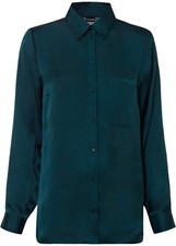 Longbluse Gr. 38 Grün Damen Satin-Bluse Hemd Shirt Tunika Oberteil Neu*