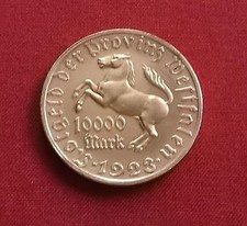 10000 Reichsmark 1923 Notgeld Provinz Westfalen Freiherr vom Stein vergoldet TOP