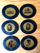 NEU 6 Untersetzer Ägypten oval tolle Motive Nofretete Tut Anch Amun  10x9 cm OVP