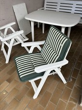 Gartenmöbelgarnitur Kettler Kunststoff weiß Tisch 2 Stühle Bank Liege+Polster